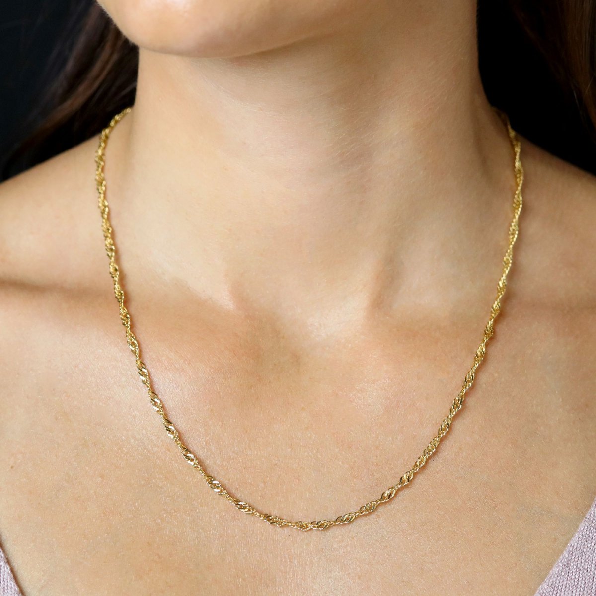 Flat, Braided Yellow Gold Curb Chain-photo-2