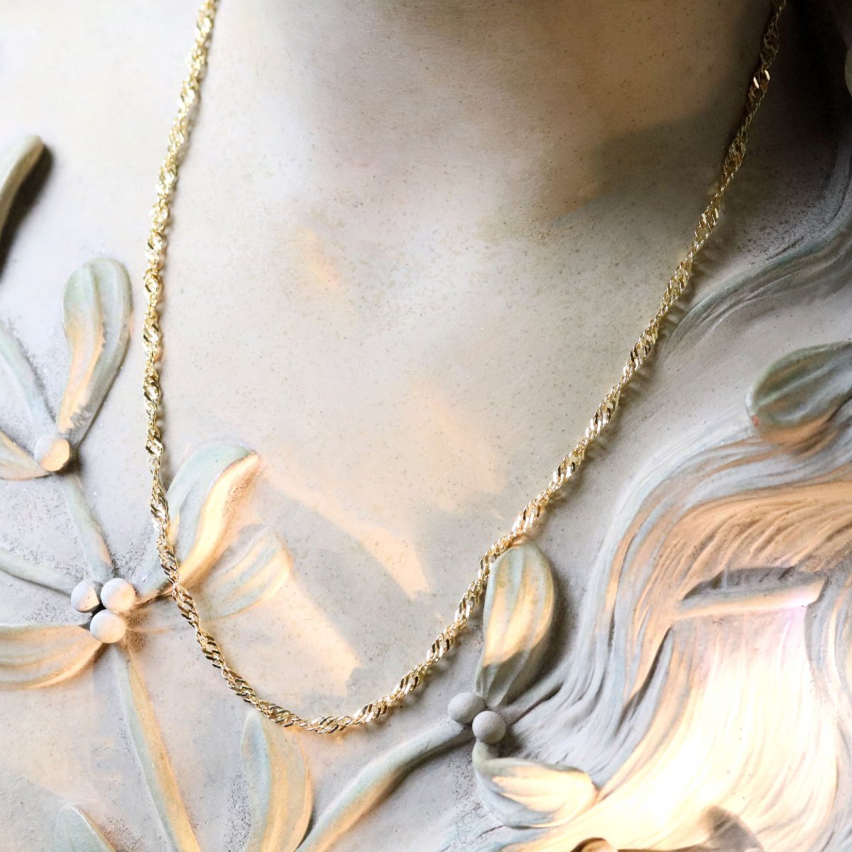 Flat, Braided Yellow Gold Curb Chain-photo-3