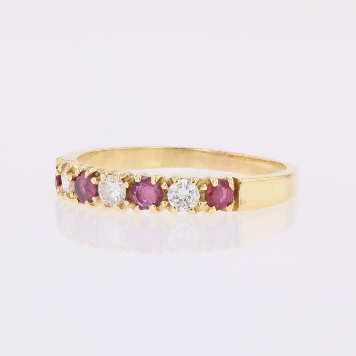 Demi alliance rubis diamants or jaune-photo-4