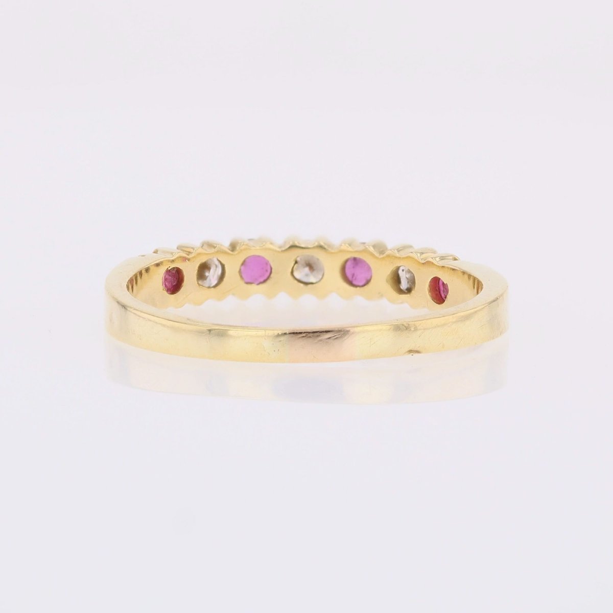 Demi alliance rubis diamants or jaune-photo-4