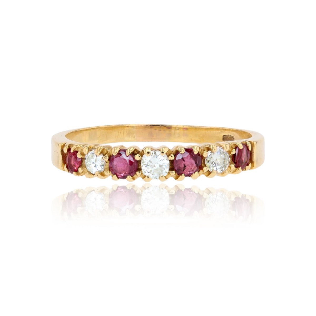 Demi alliance rubis diamants or jaune