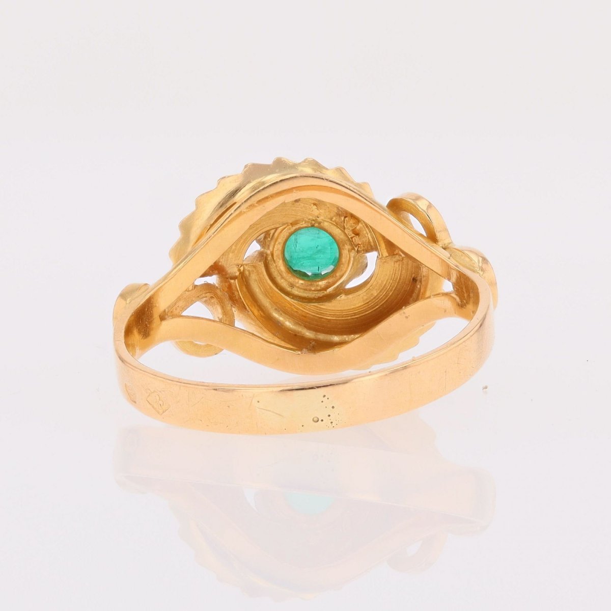 Bague rétro émeraude or rose-photo-2