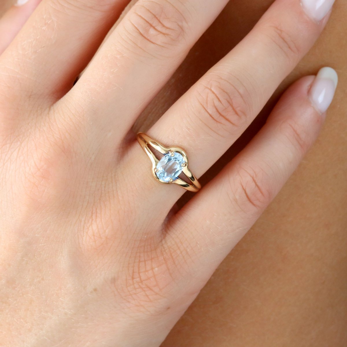 Bague aigue-marine solitaire or jaune-photo-2
