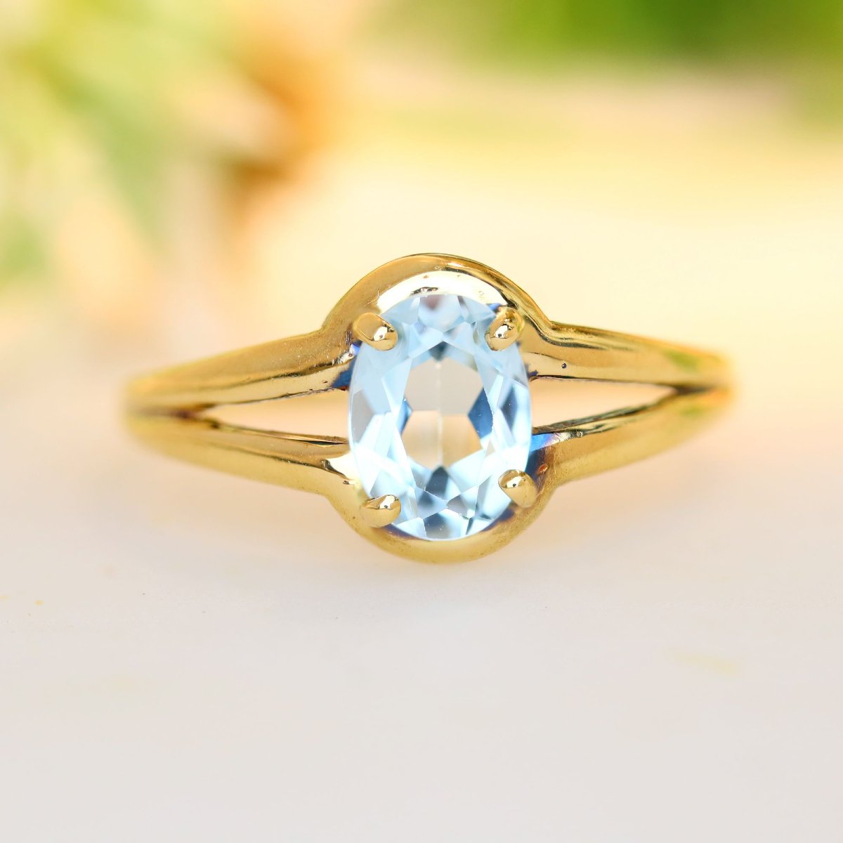Bague aigue-marine solitaire or jaune-photo-3