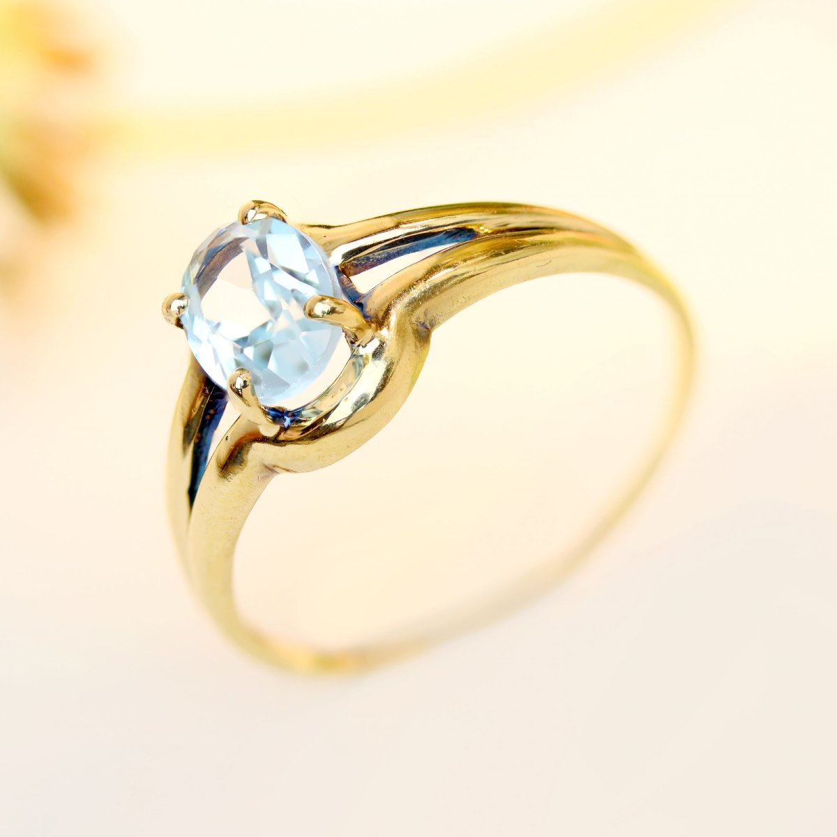 Bague aigue-marine solitaire or jaune-photo-1