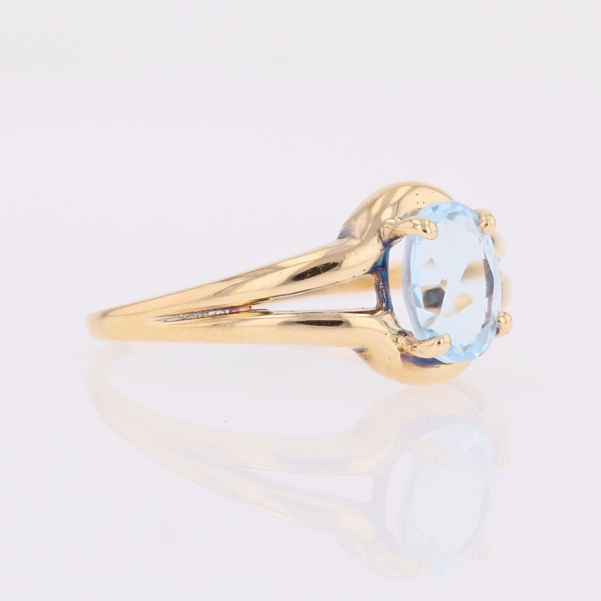 Bague aigue-marine solitaire or jaune-photo-2