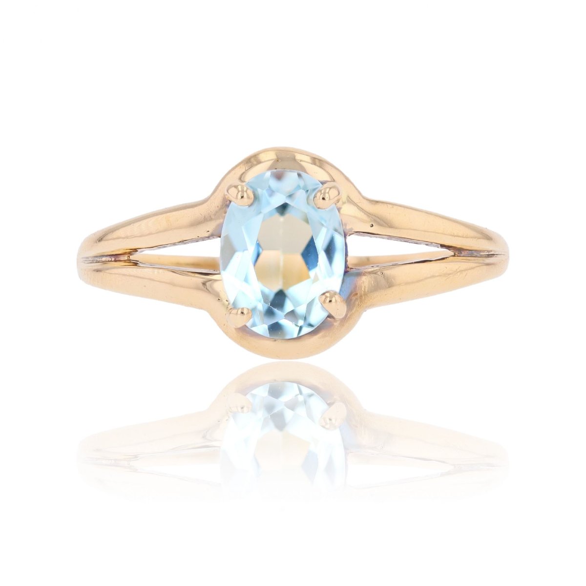 Bague aigue-marine solitaire or jaune
