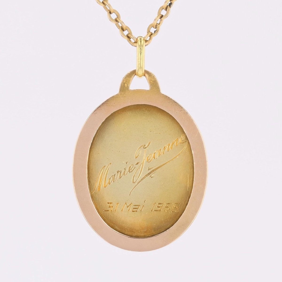 Yellow Gold Virgin Mary Medal Signed By Lasserre-photo-6