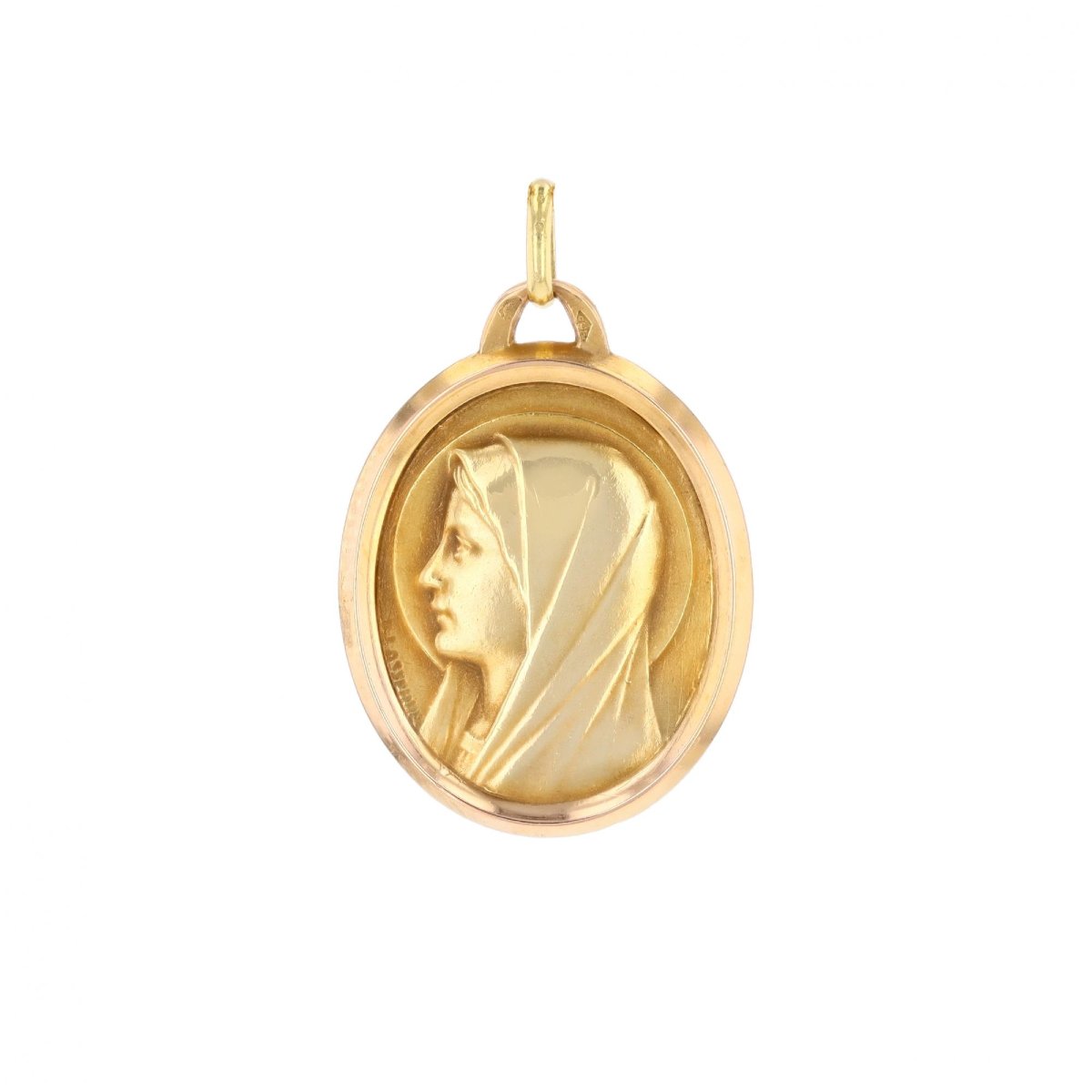 Yellow Gold Virgin Mary Medal Signed By Lasserre