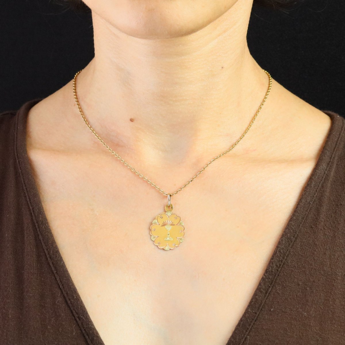 Antique Two-gold Chalice Medal-photo-2