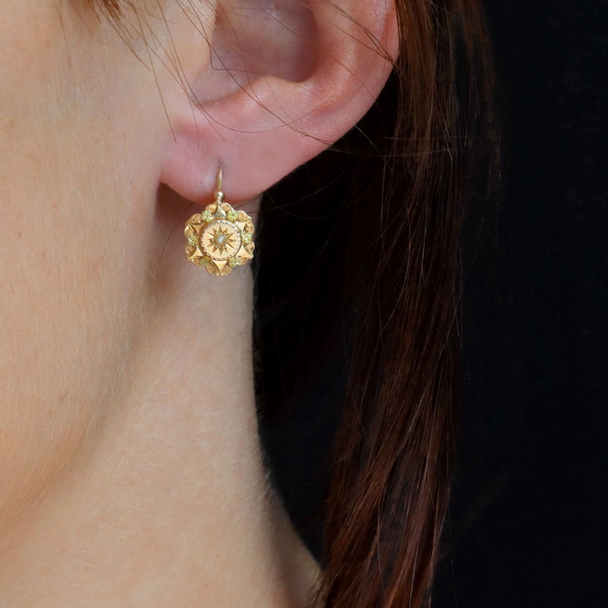 Vintage Fine Pearl Earrings In Rose Gold-photo-2