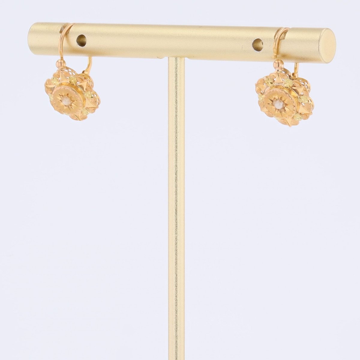 Vintage Fine Pearl Earrings In Rose Gold-photo-4