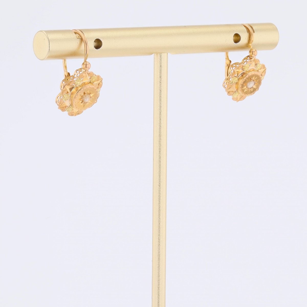 Vintage Fine Pearl Earrings In Rose Gold-photo-1