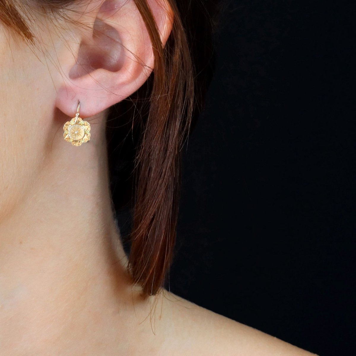 Vintage Fine Pearl Earrings In Rose Gold-photo-2