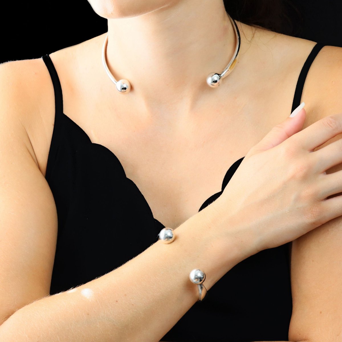 Bracelet jonc ouvert argent vintage-photo-4