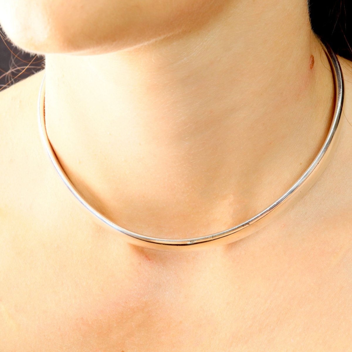 Collier torque ouvert argent vintage-photo-2