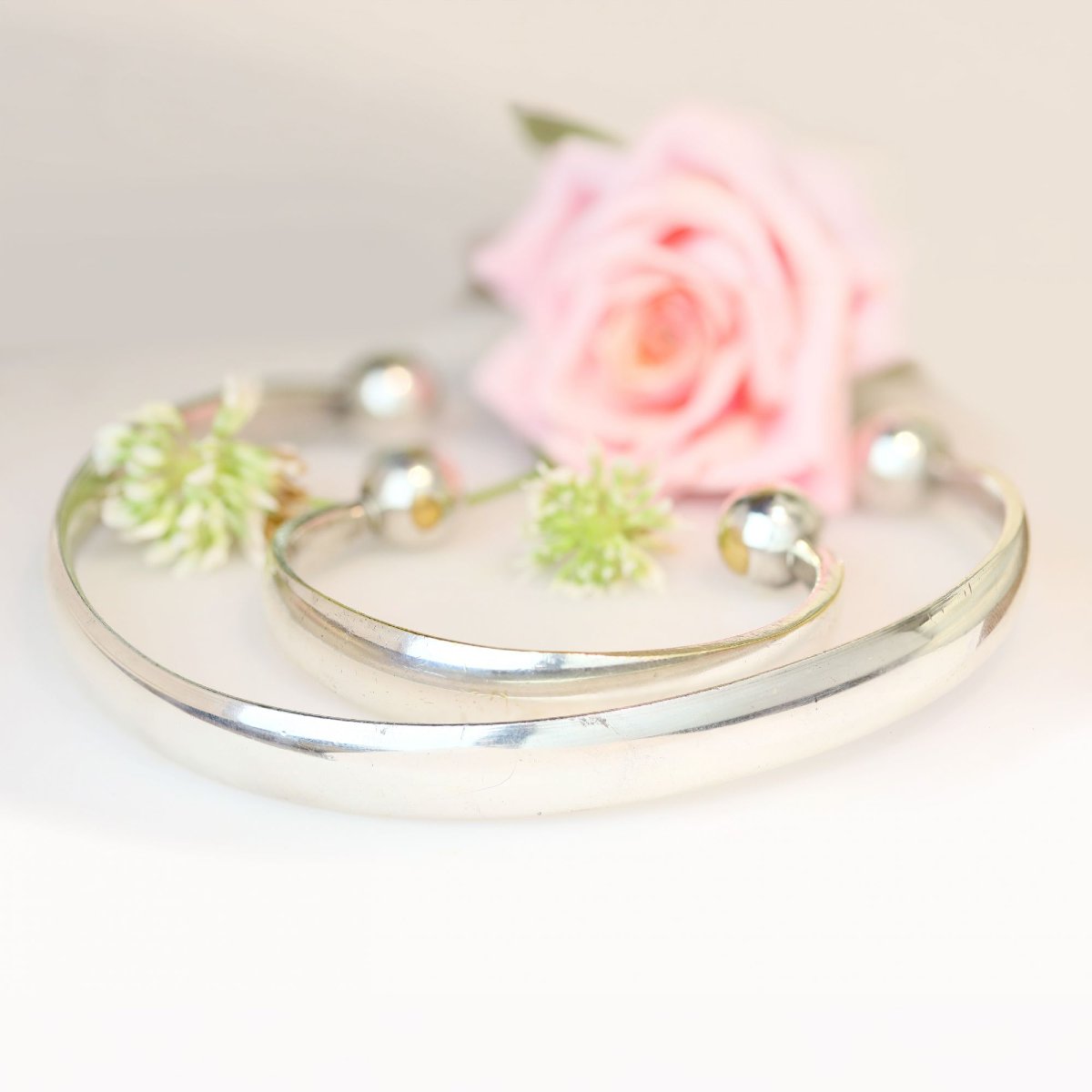 Collier torque ouvert argent vintage-photo-2