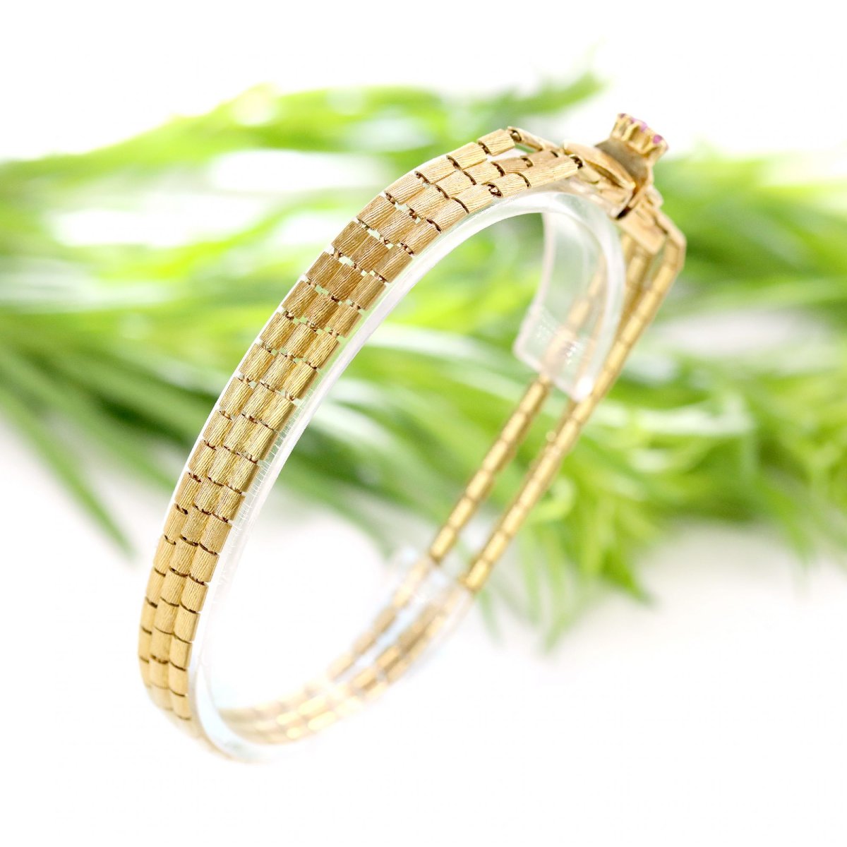 Vintage 3-row Yellow Gold Bracelet With Amethysts-photo-4