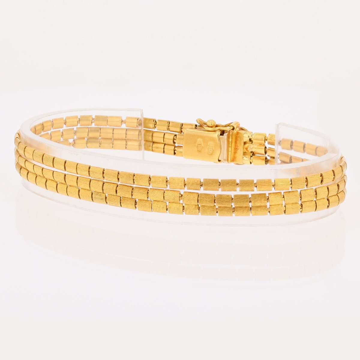Vintage 3-row Yellow Gold Bracelet With Amethysts-photo-1