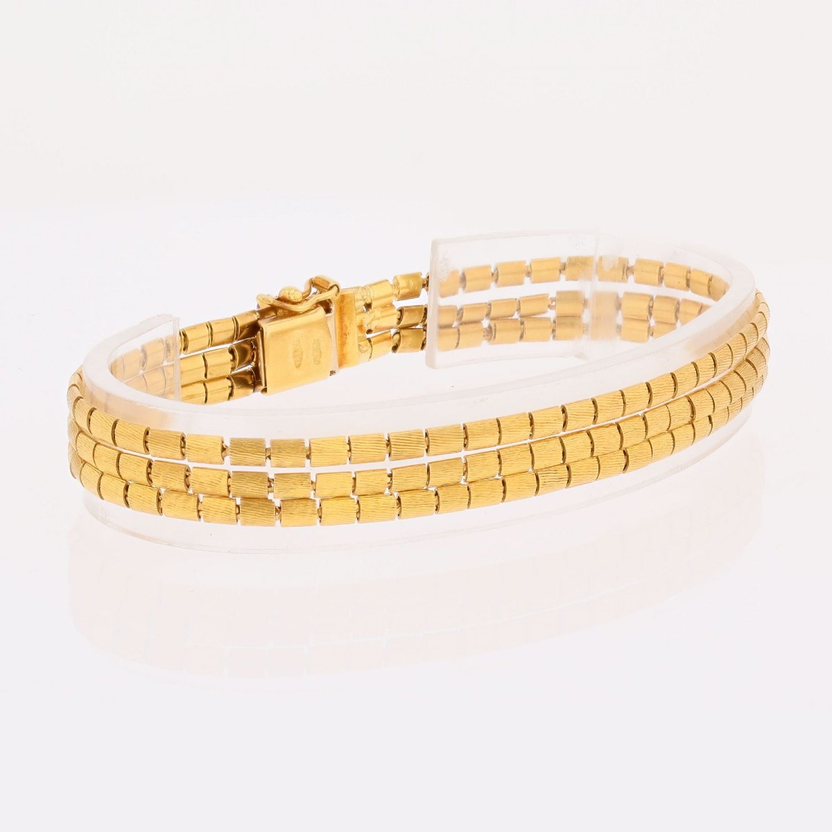 Vintage 3-row Yellow Gold Bracelet With Amethysts-photo-2