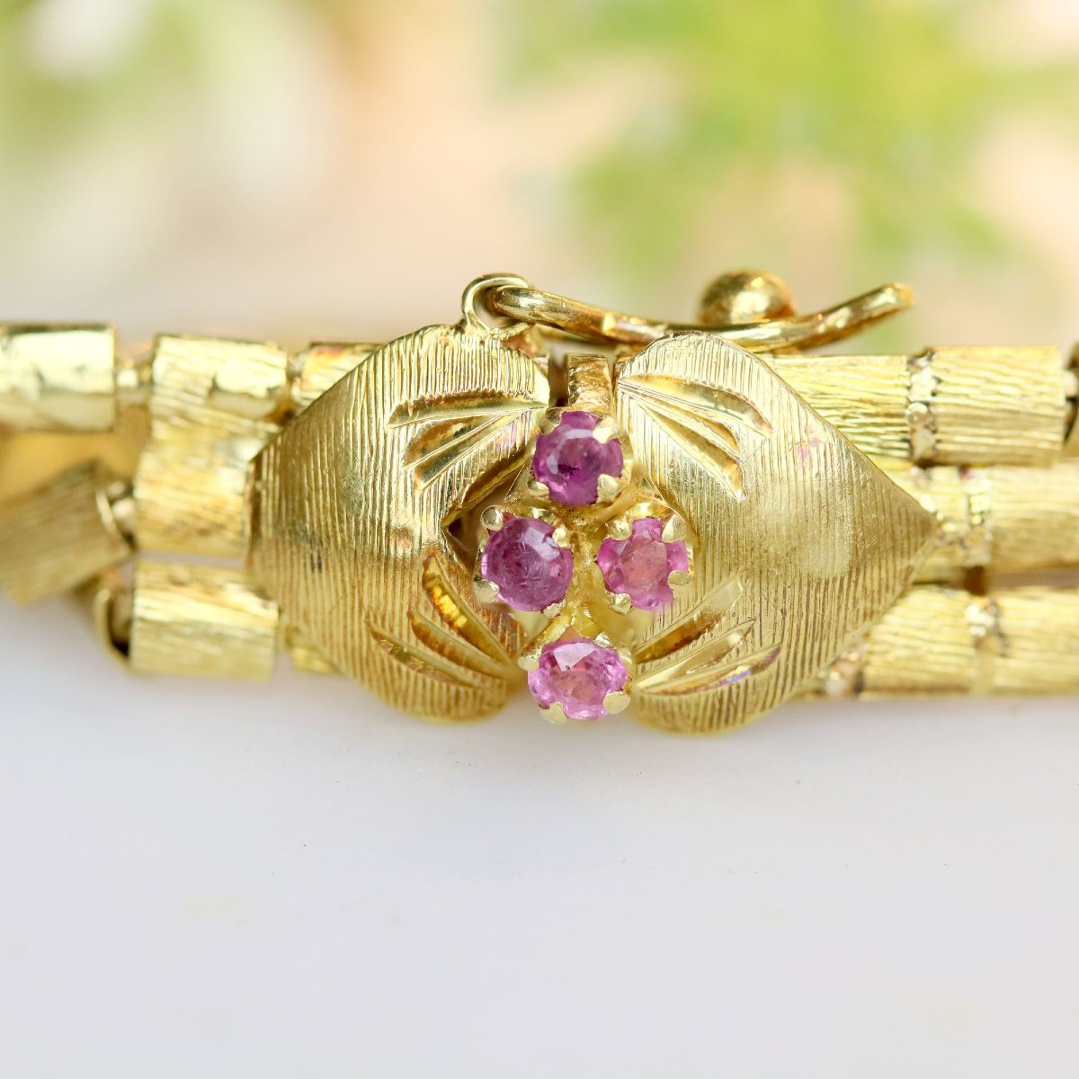 Vintage 3-row Yellow Gold Bracelet With Amethysts-photo-3