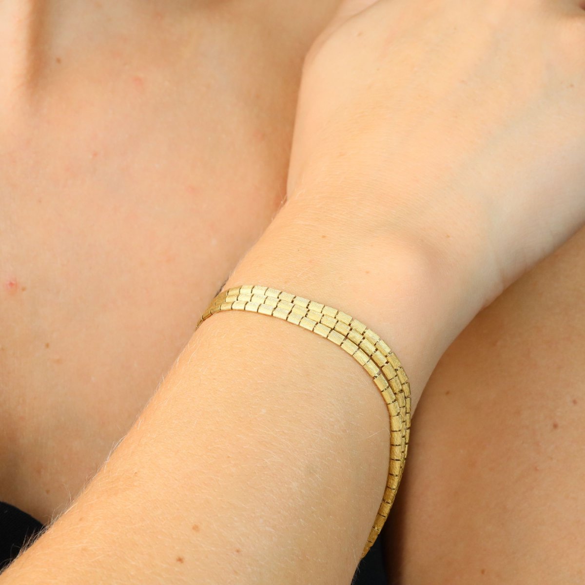 Vintage 3-row Yellow Gold Bracelet With Amethysts-photo-5