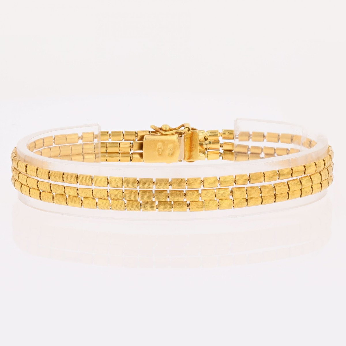 Vintage 3-row Yellow Gold Bracelet With Amethysts-photo-6