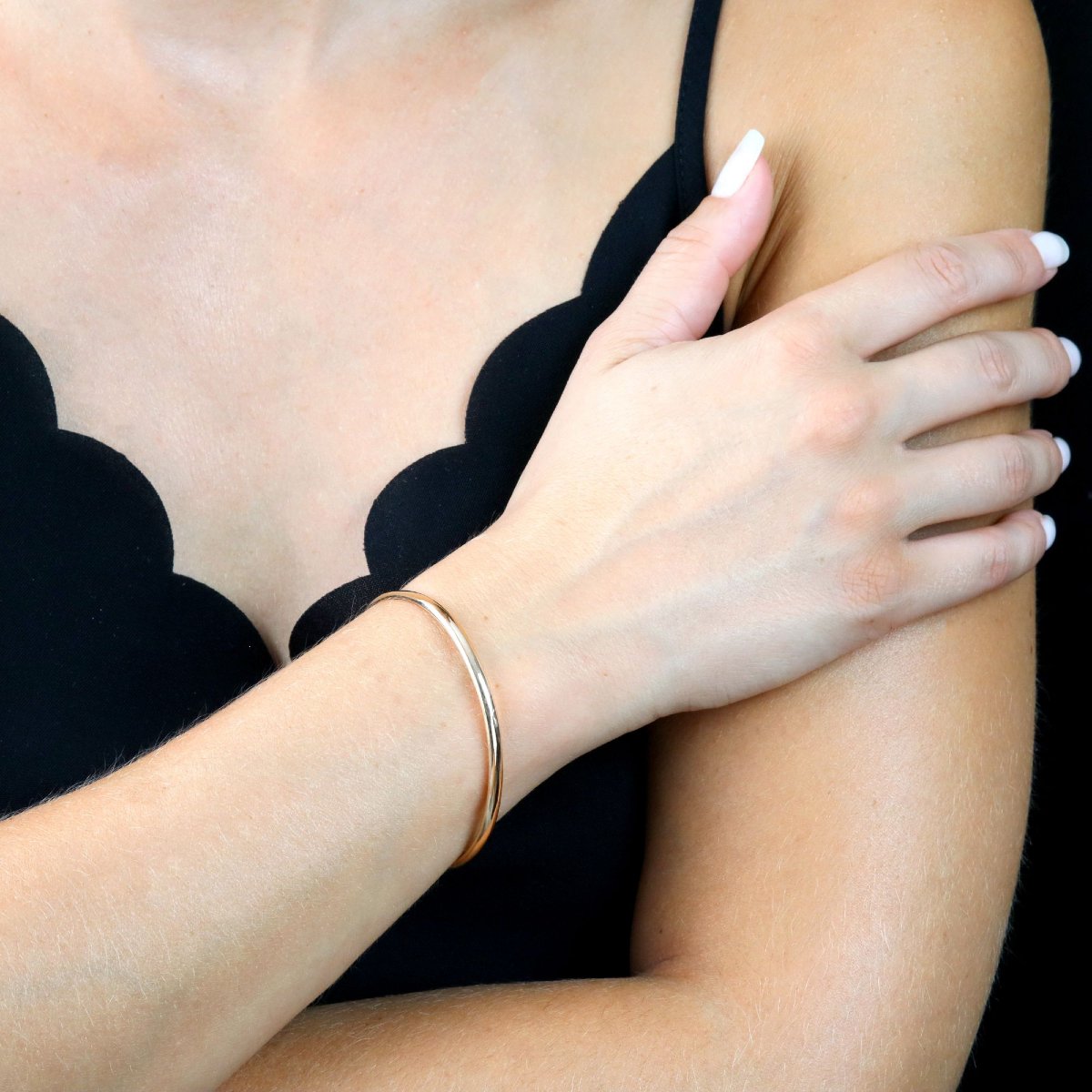 Bracelet demi jonc rond or jaune-photo-2
