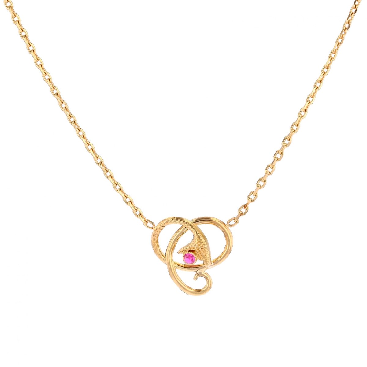 Collier ancien or jaune et motif serpent