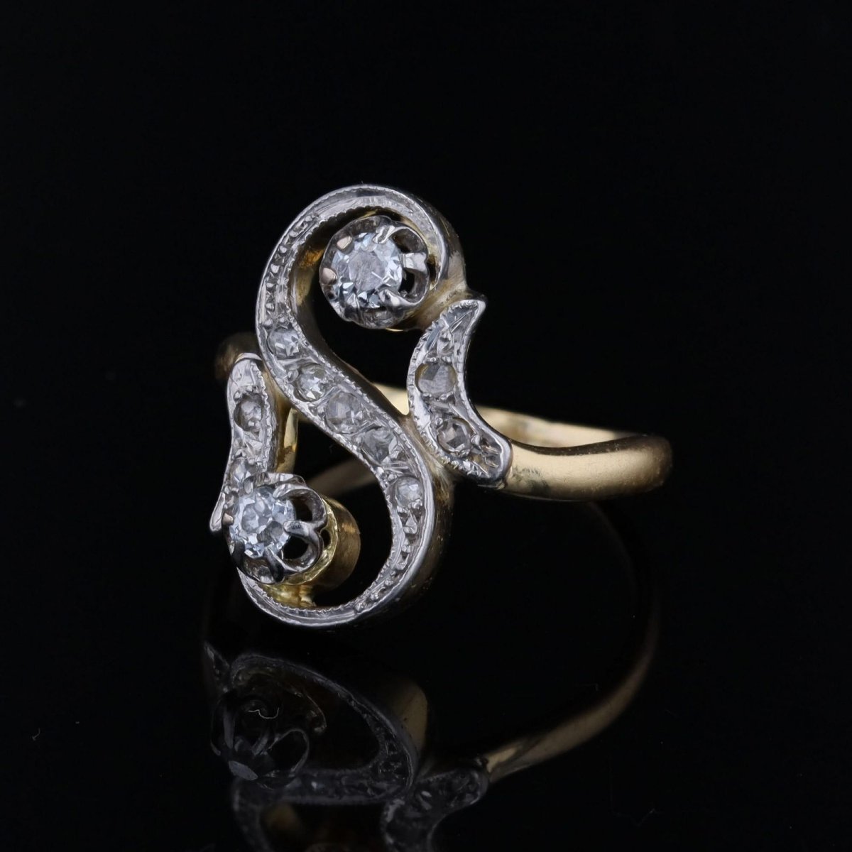 Bague ancienne volutes diamants-photo-2