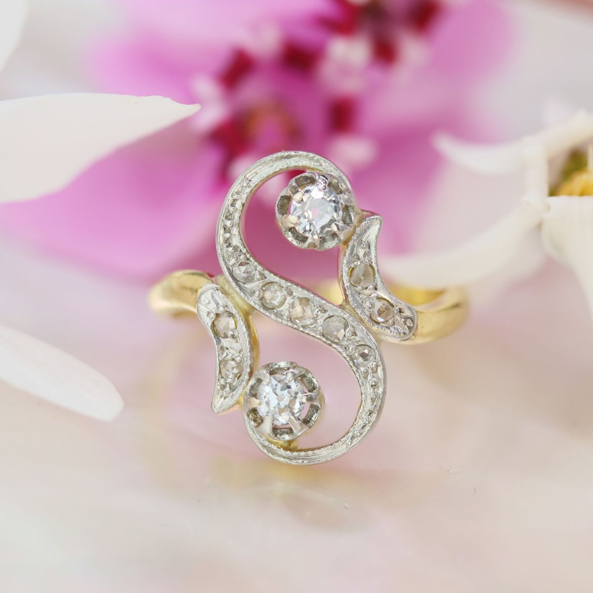 Bague ancienne volutes diamants-photo-4