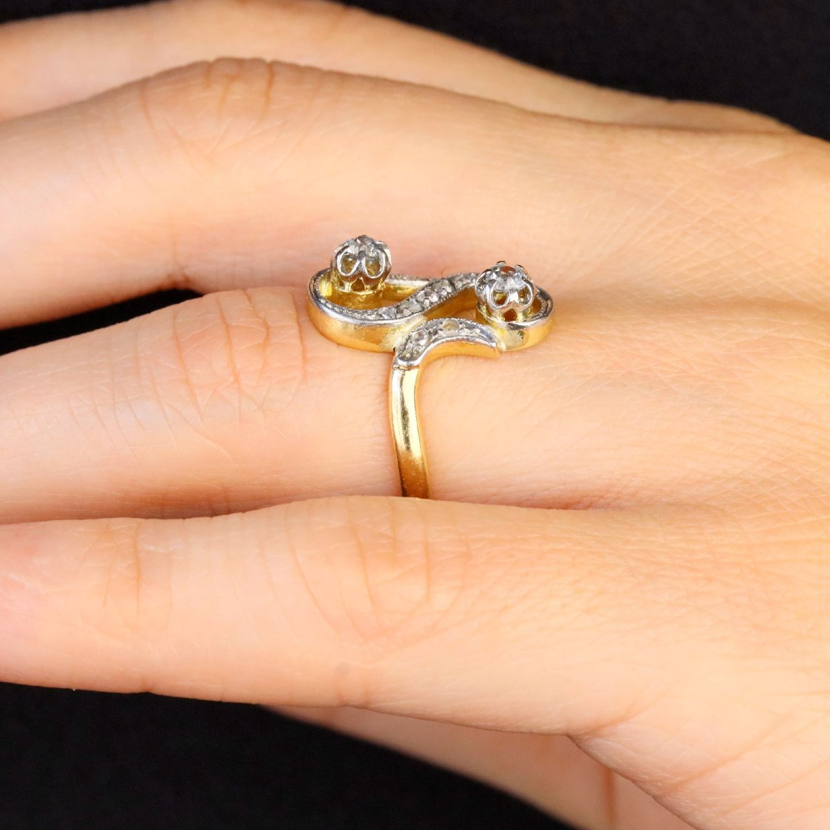 Bague ancienne volutes diamants-photo-4