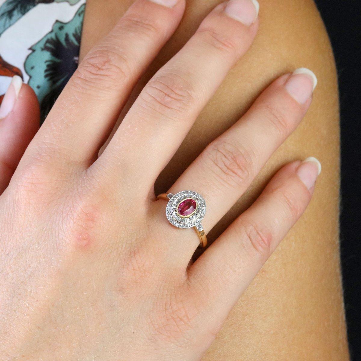 Vintage Double-row Ruby And Diamond Ring-photo-2