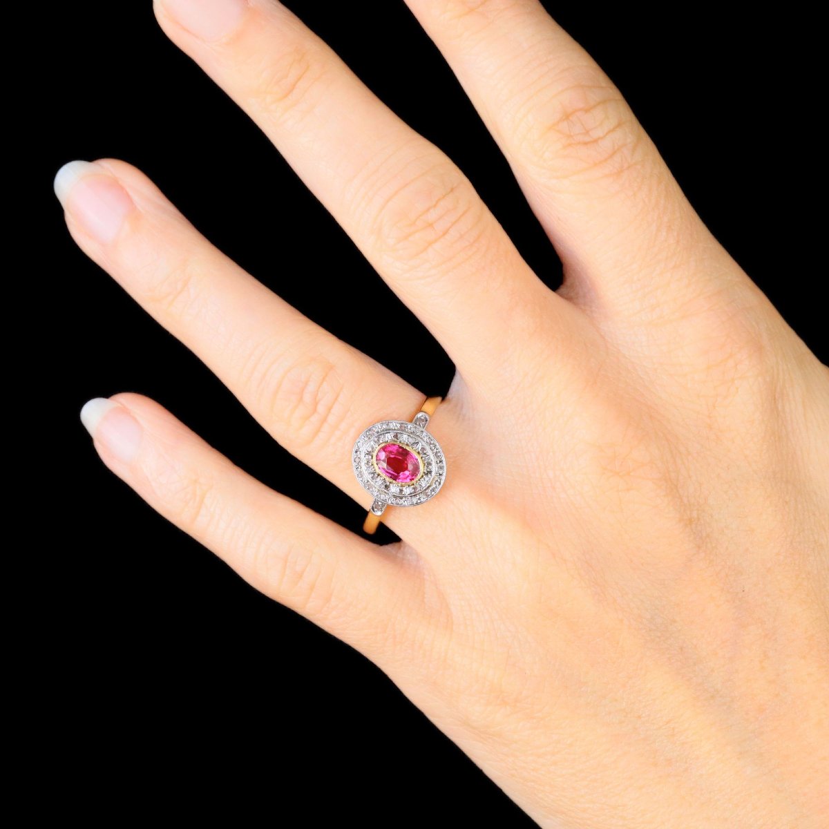 Vintage Double-row Ruby And Diamond Ring-photo-2