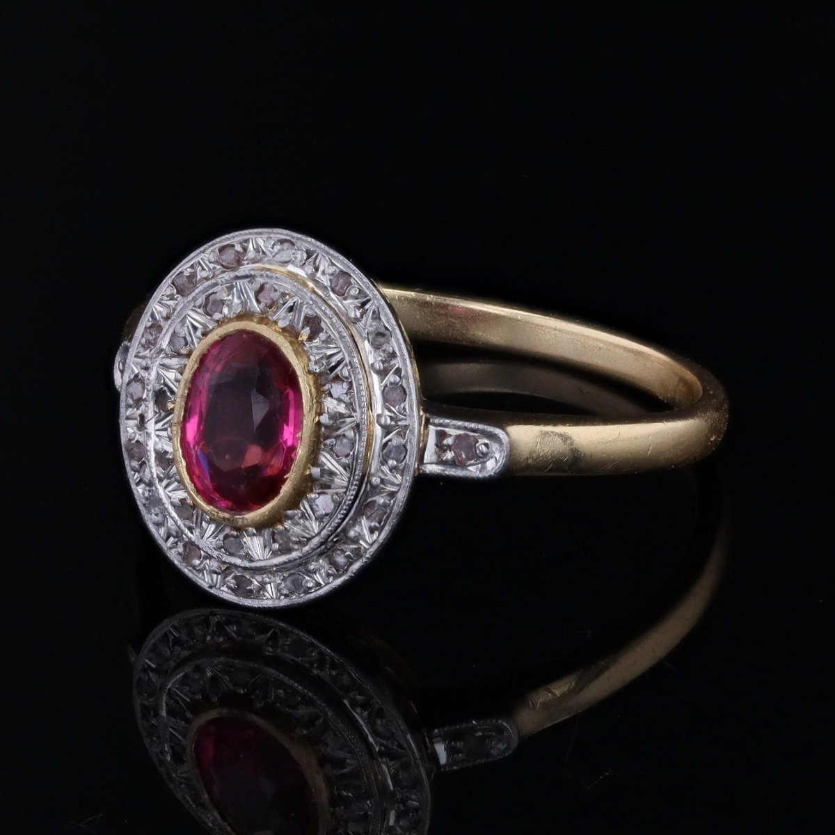 Vintage Double-row Ruby And Diamond Ring-photo-3