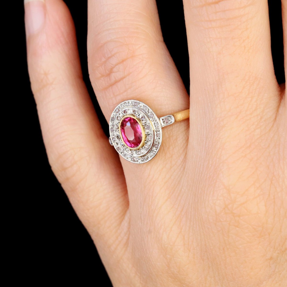 Vintage Double-row Ruby And Diamond Ring-photo-6