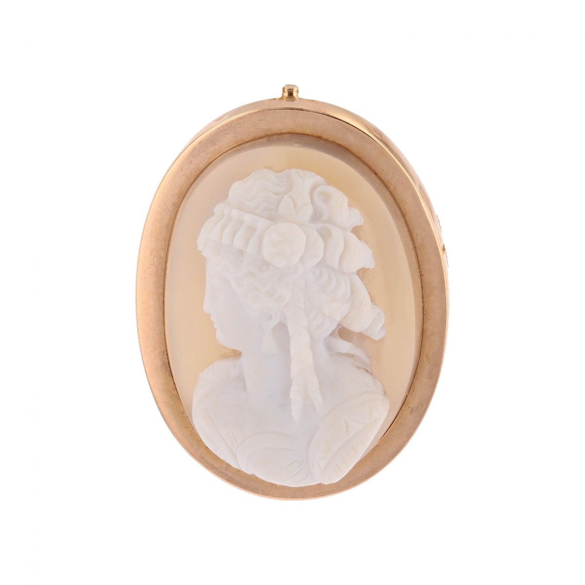 Cameo Pendant Brooch Set In Agate And Rose Gold 
