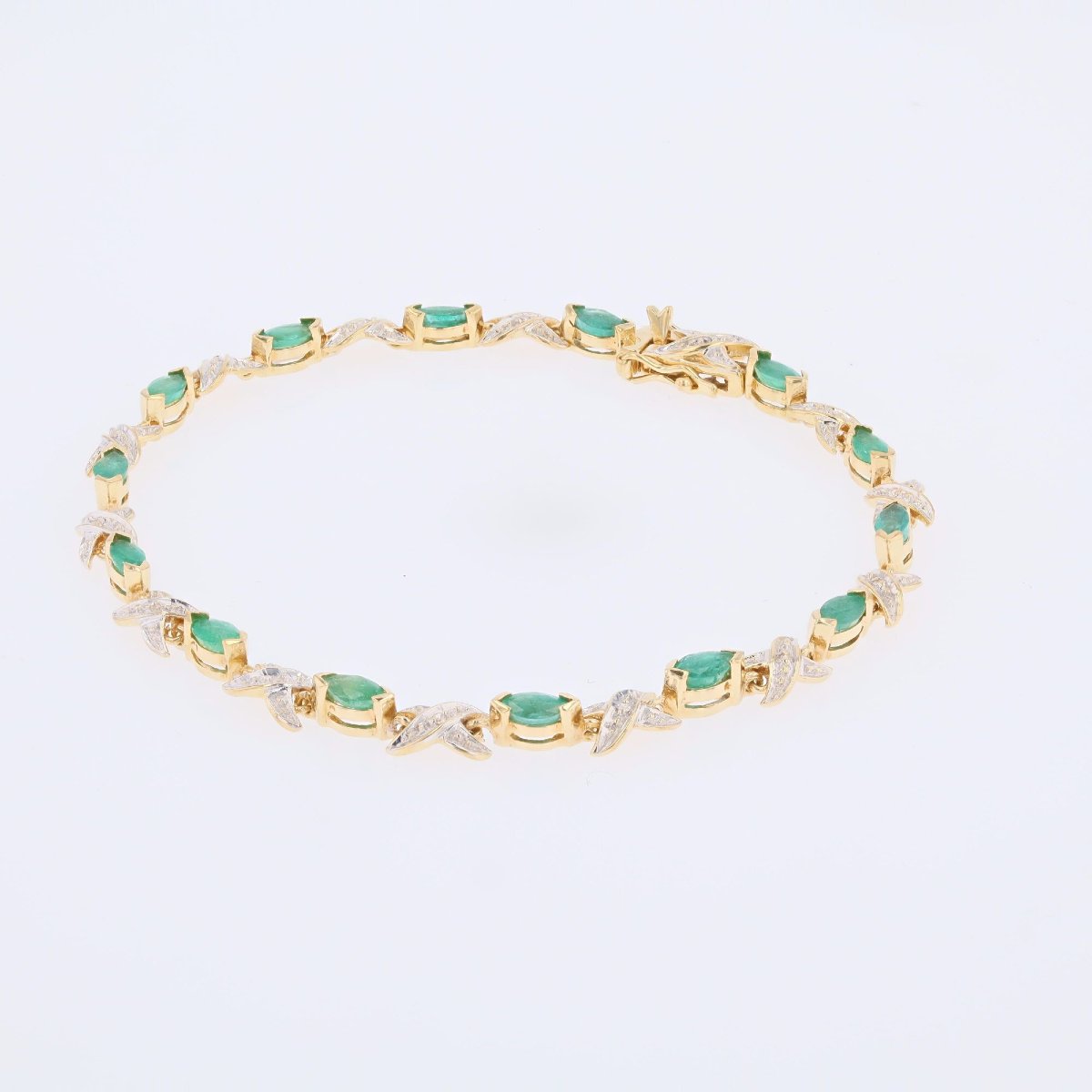 Bracelet ligne émeraudes diamants-photo-4