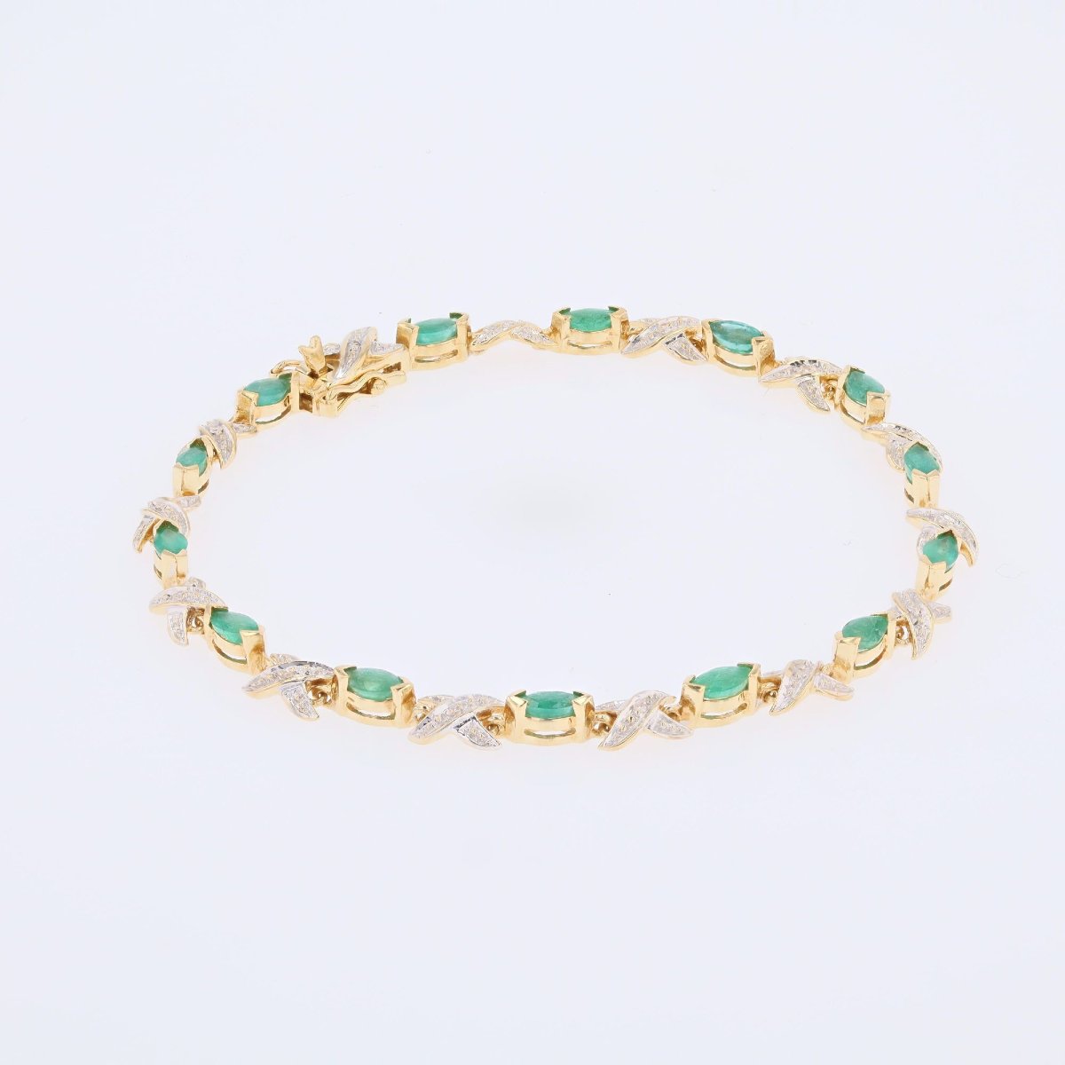 Bracelet ligne émeraudes diamants-photo-1