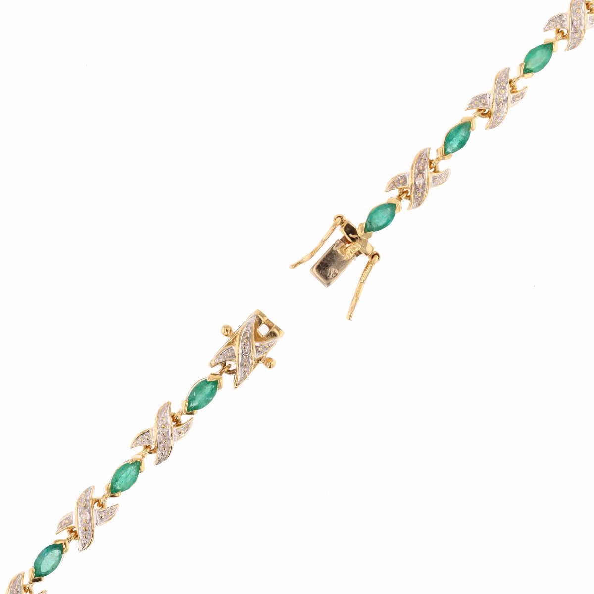 Bracelet ligne émeraudes diamants-photo-5