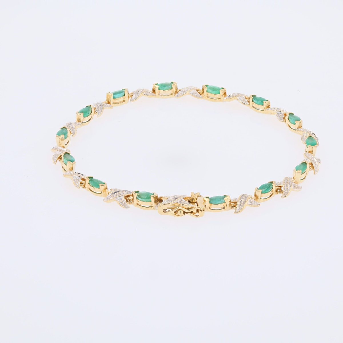 Bracelet ligne émeraudes diamants-photo-6