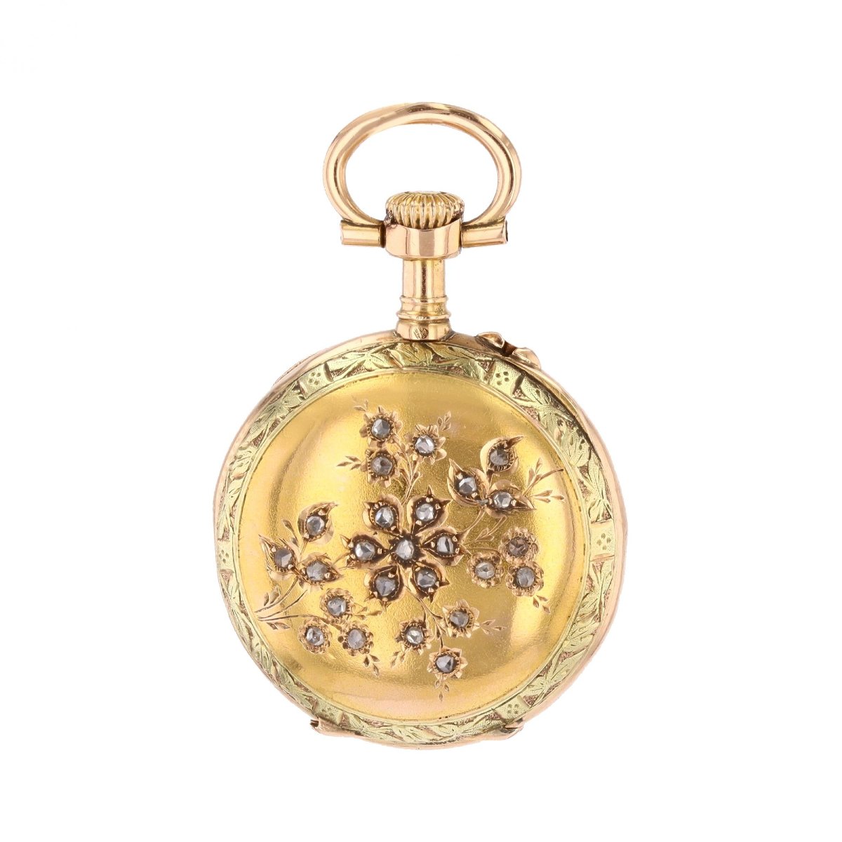 Médaillon ancien deux ors diamants taillés en rose