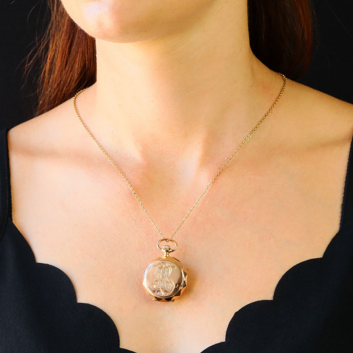 Rose Gold Women's Watch Pendant With Initials-photo-2