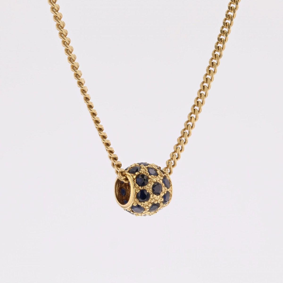 Chaine en or jaune et son coulant saphir-photo-3