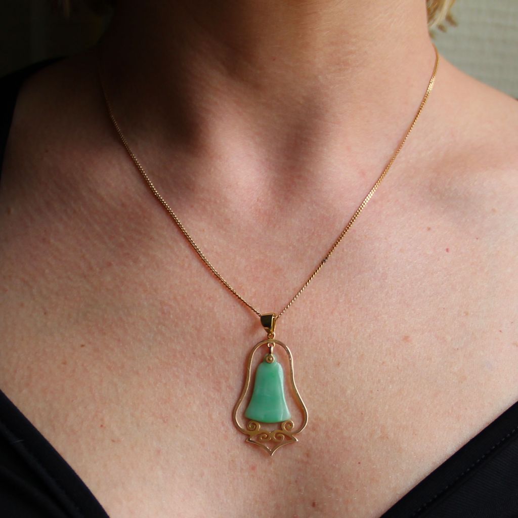 Pendentif Jade En Or Jaune-photo-2