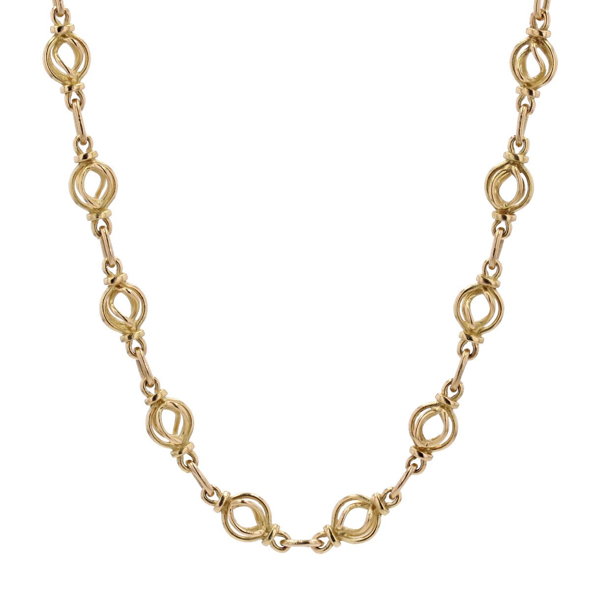 Old Gold Round Mesh Necklace