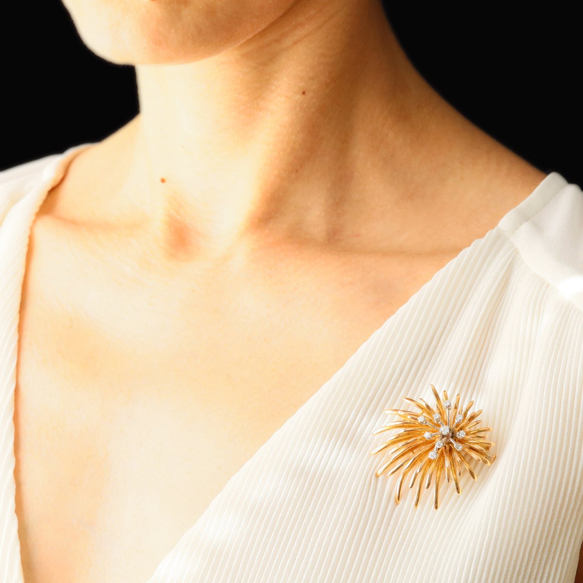 Broche Vintage Or Diamants-photo-2