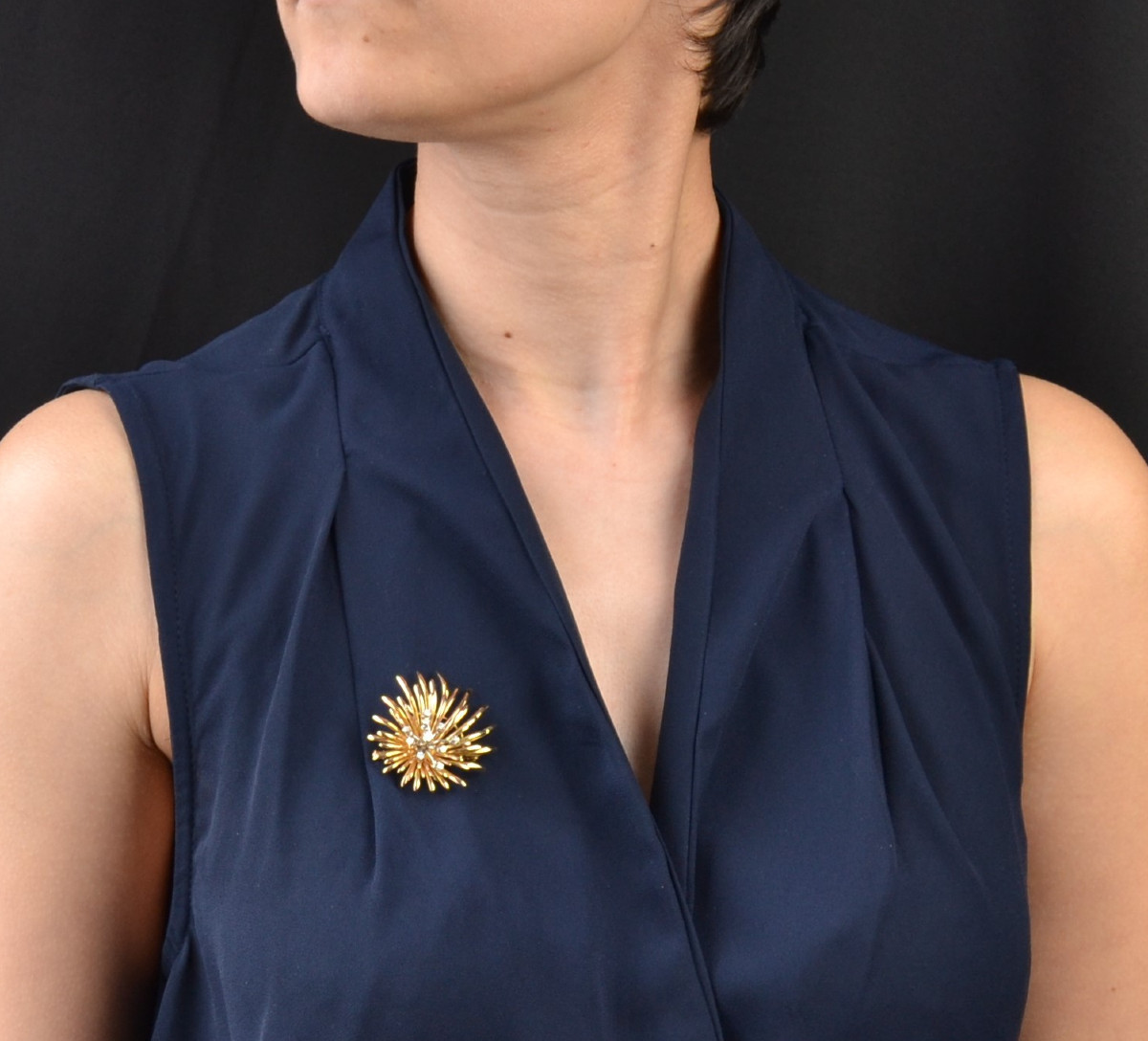Vintage Brooch Gold Diamonds-photo-1