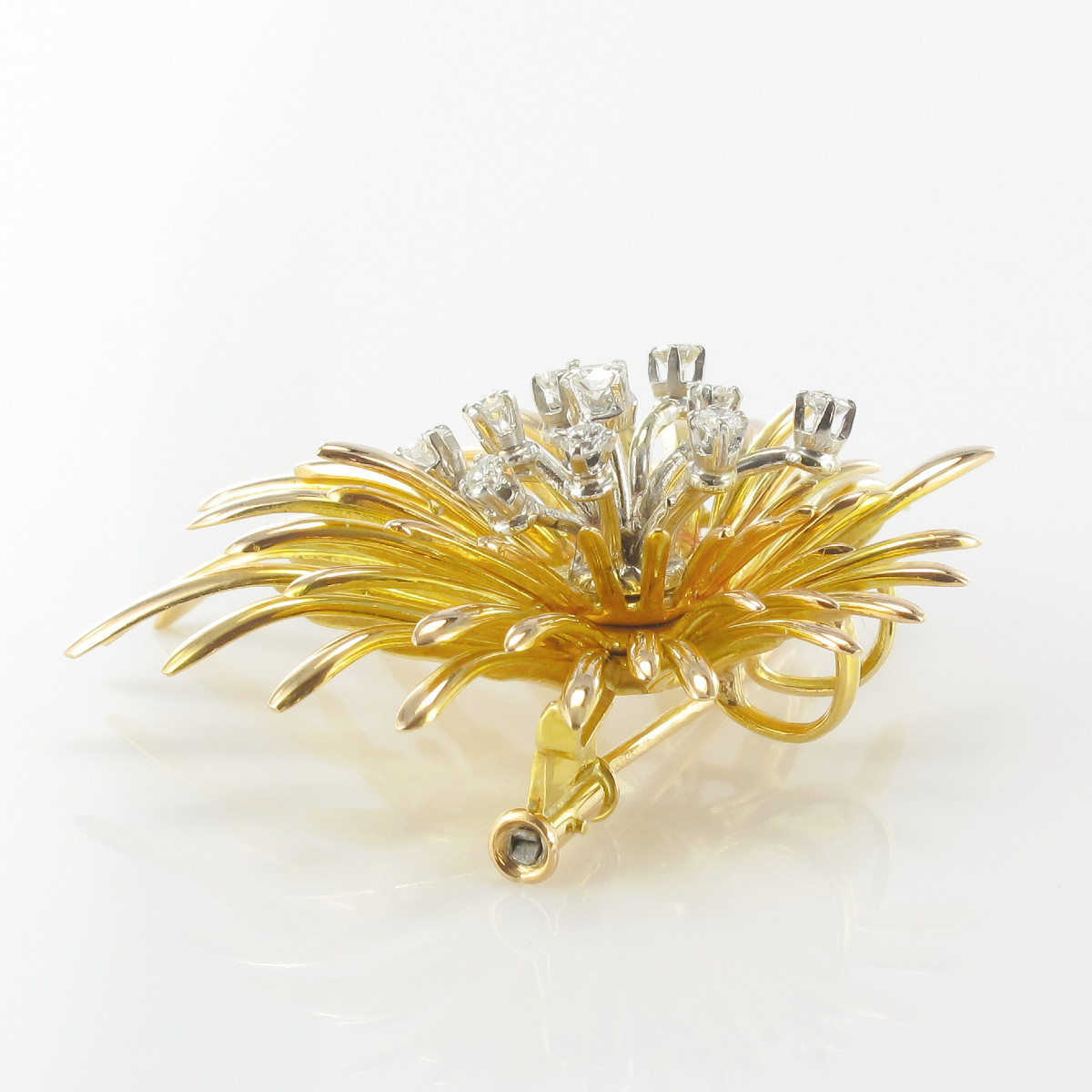 Vintage Brooch Gold Diamonds-photo-2