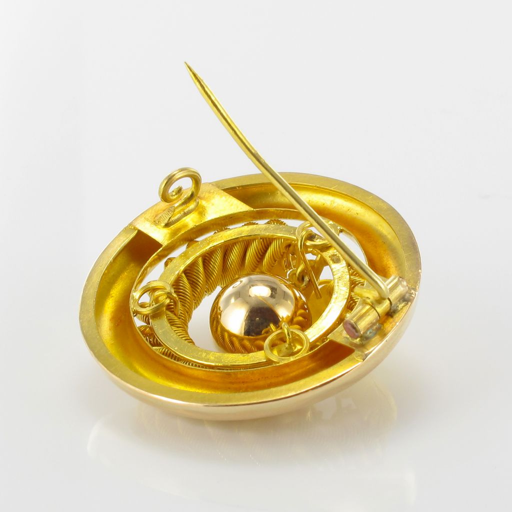 Broche Ancienne Ronde En Or-photo-4
